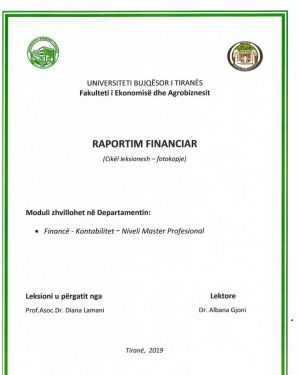 Raportim financiar – Prof.Asoc.Dr. Diana Lamani, Dr. Albana Gjoni